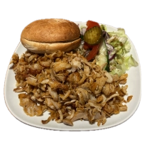 Met extra vlees en salade