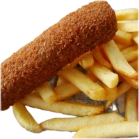 (patat met een kroket, een sausje en een blikje drinken naar keuze)