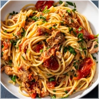 (tonijn,ui,paprika,tomaten,knoflook,parmaazense kaas)